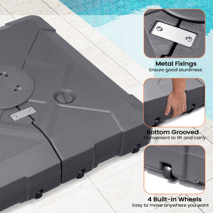 Pellebant 220 lbs Patio Cantilever Umbrella Base with Wheels - N/A