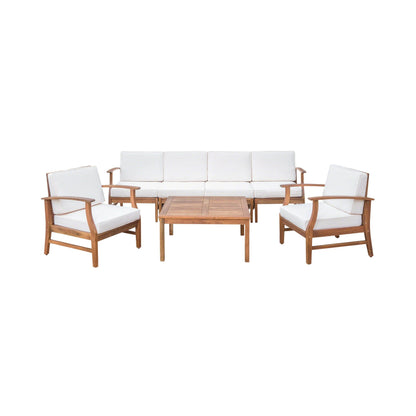 Perla Acacia Wood 7-piece Outdoor Chat Set by Christopher Knight Home