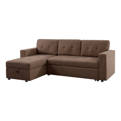 Reversible Sectional Sofa with Pull-Out Sleeper Bed, Hidden Storage Chaise, Durable Legs,