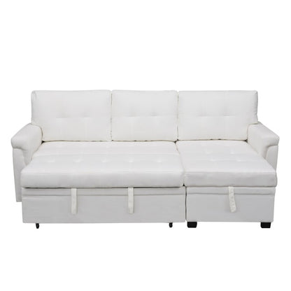 Reversible Sectional Sofa with Pull-Out Sleeper Bed, Hidden Storage Chaise, Durable Legs,