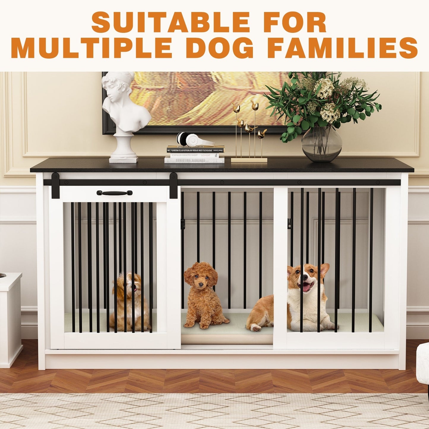 Pet Residence with Iron Tube Reinforcement Stylish & Sturdy Dog Crate