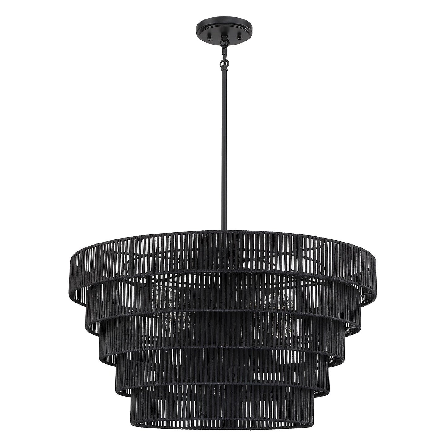 Piersan 5-Light Modern Bohemian Chandelier with Tiered Rattan Shade - 26 in. W