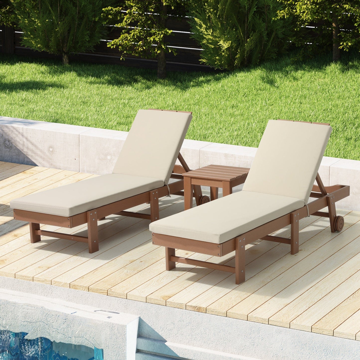 Polytrends Fading Free All Weather Outdoor Patio Chaise Lounge Cushions - (Set of 2)