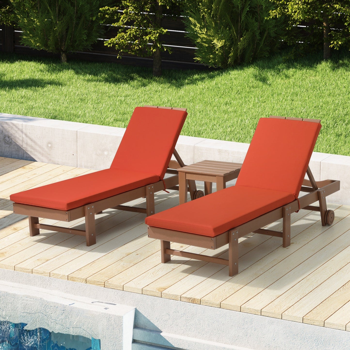 Polytrends Fading Free All Weather Outdoor Patio Chaise Lounge Cushions - (Set of 2)