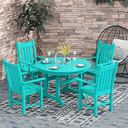 Polytrends Laguna Hdpe All Weather Outdoor Patio Dining Set with Round Table, Armchairs (5-Piece Set)