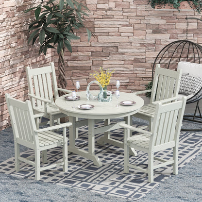 Polytrends Laguna Hdpe All Weather Outdoor Patio Dining Set with Round Table, Armchairs (5-Piece Set)