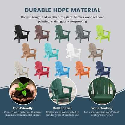 Polytrends Laguna Fade Resistant All Weather Outdoor Patio Folding Adirondack Chair