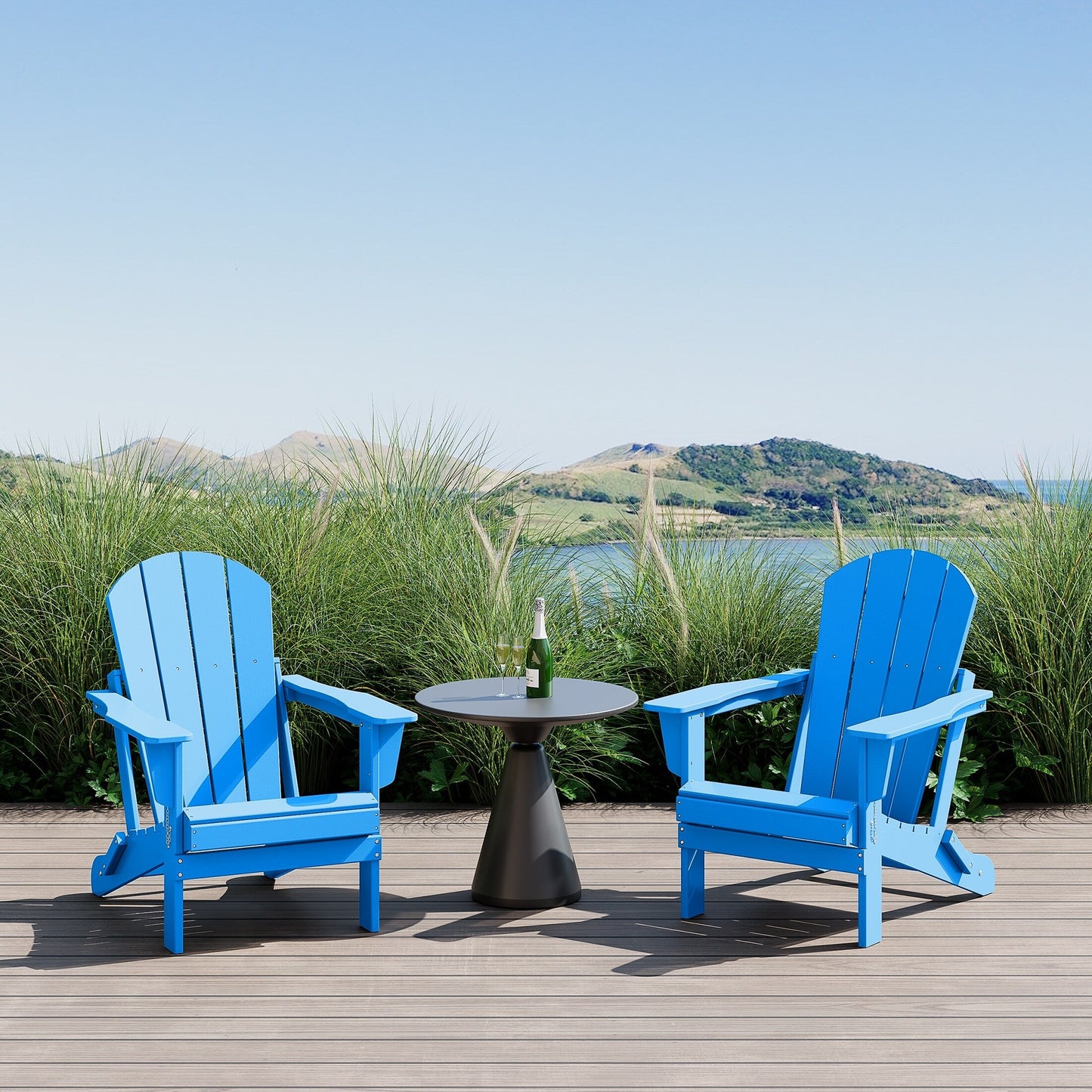 Polytrends Laguna Weather Resistant Outdoor Patio Folding Adirondack Chairs (Set of 2)