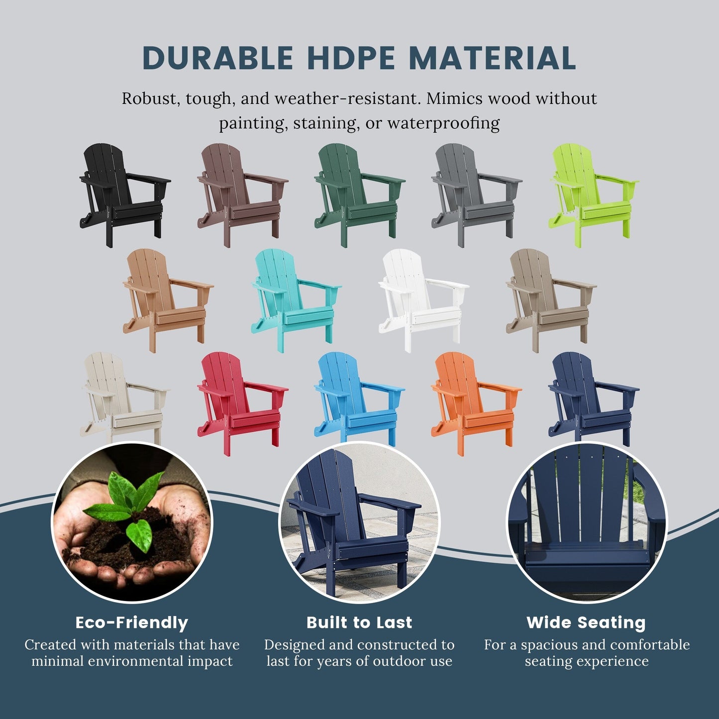 Polytrends Laguna Weather Resistant Outdoor Patio Folding Adirondack Chairs (Set of 2)