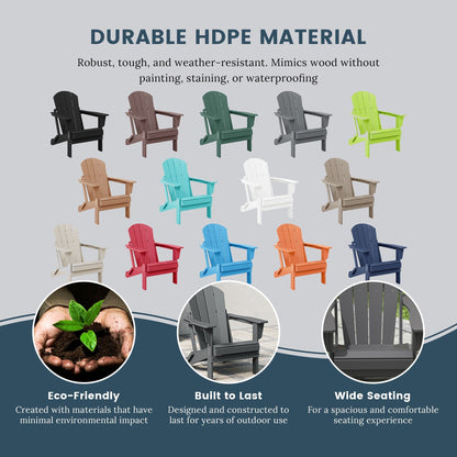 Polytrends Laguna Weather Resistant Outdoor Patio Folding Adirondack Chairs (Set of 4)