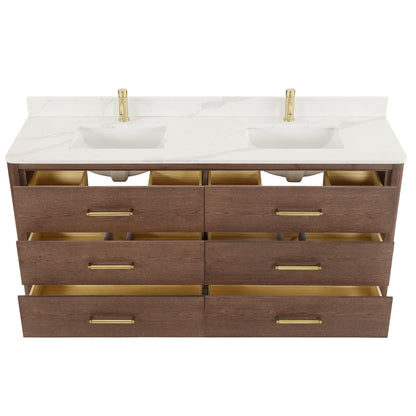 Porto Bath Vanity with White Quartz Stone Top without Mirror