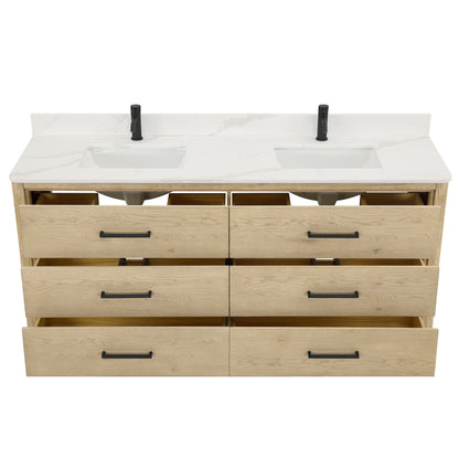 Porto Bath Vanity with White Quartz Stone Top without Mirror