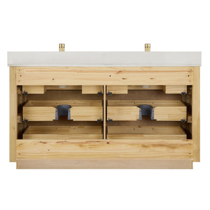 Porto Bath Vanity with White Quartz Stone Top without Mirror