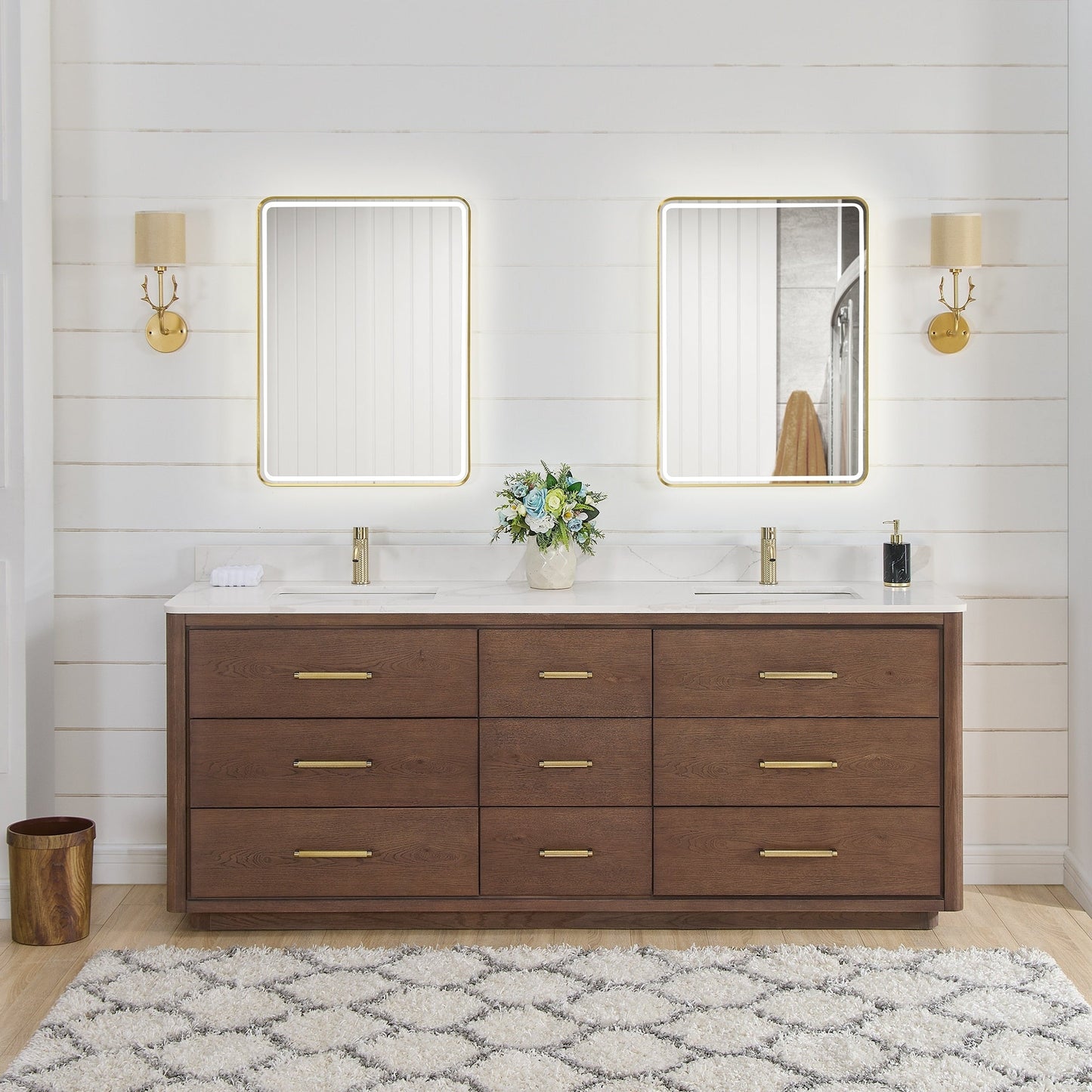 Porto Bath Vanity with White Quartz Stone Top without Mirror