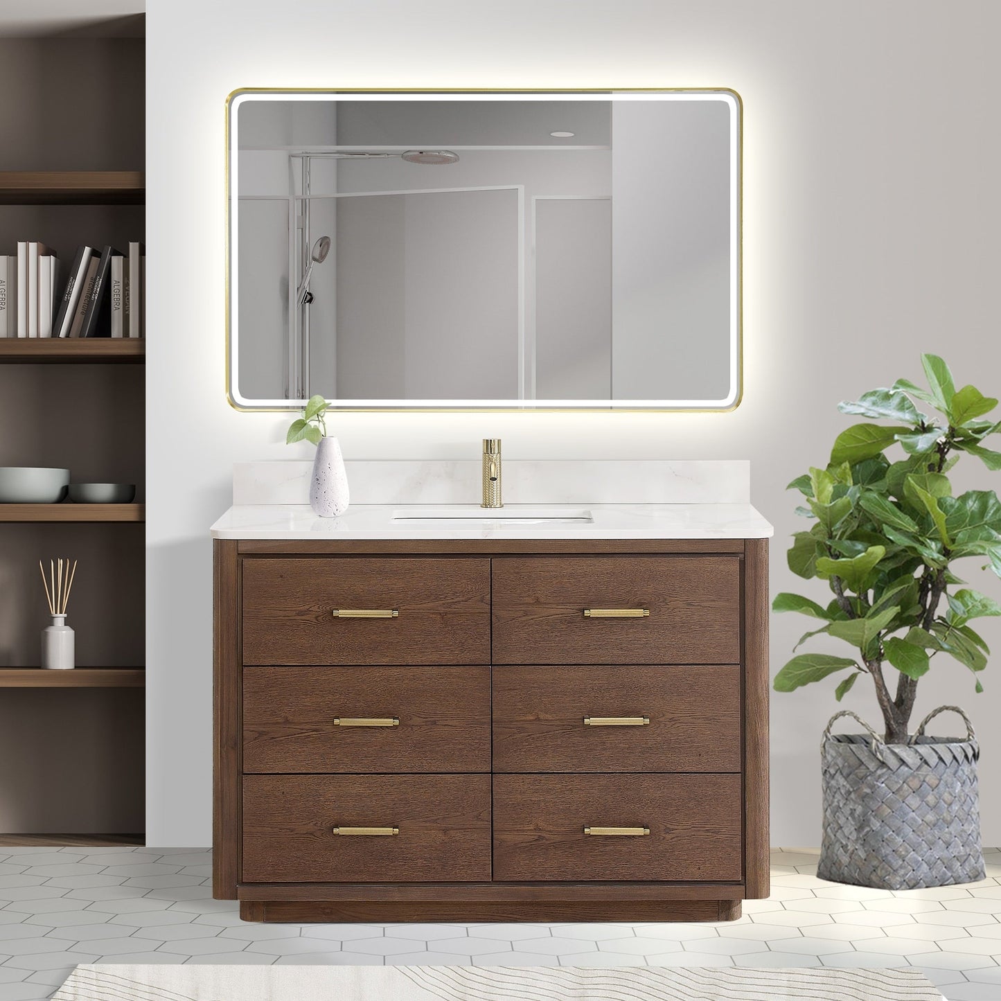 Porto Bath Vanity with White Quartz Stone Top without Mirror