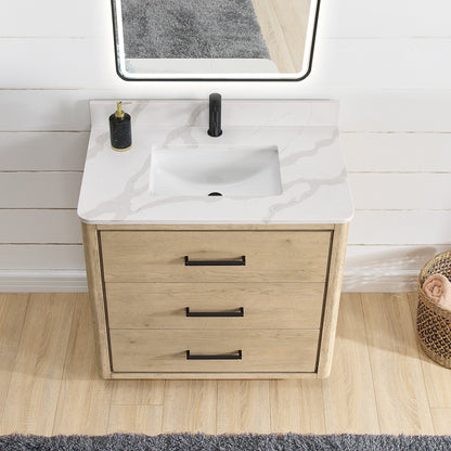 Porto Bath Vanity with White Quartz Stone Top without Mirror