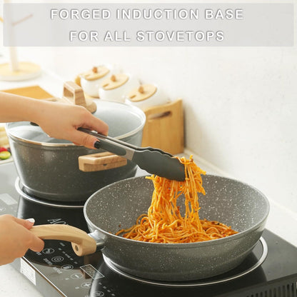 Pots and Pans Set Non stick, Ceramic Cookware Set Nonstick Kitchen Cooking Set w/Frying Pan Saucepan Saute Pan Casserole