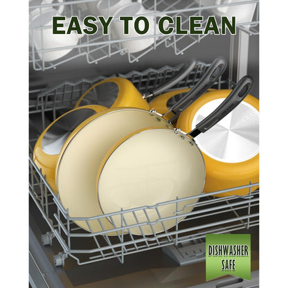 Pots and Pans Set Nonstick, 10-Piece Ceramic Kitchen Cookware Sets, Nonstick Cooking Set with Saucepans