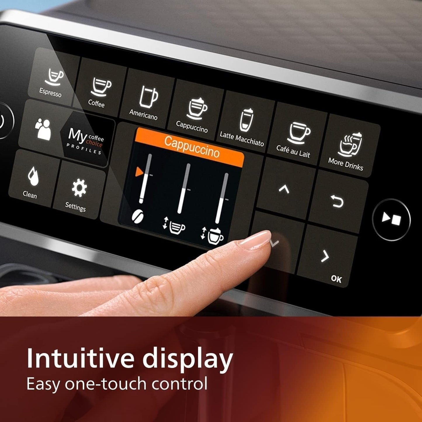 Premium Espresso Machine, 12 Hot/Iced Coffees, LatteGo System, Ceramic Grinder, Black Chrome