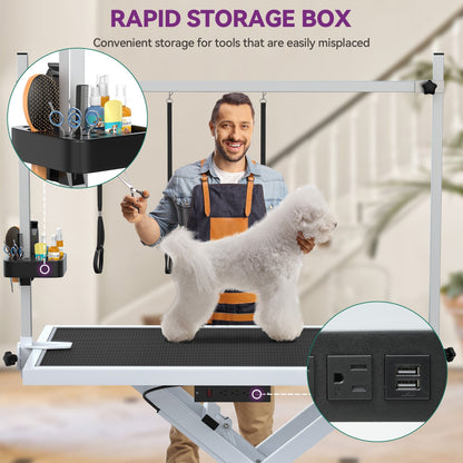 Professional Electric Dog Grooming Table for Large Dogs Heavy Duty Pet Grooming Table w/Aluminum Dog Grooming Arm - 50''W