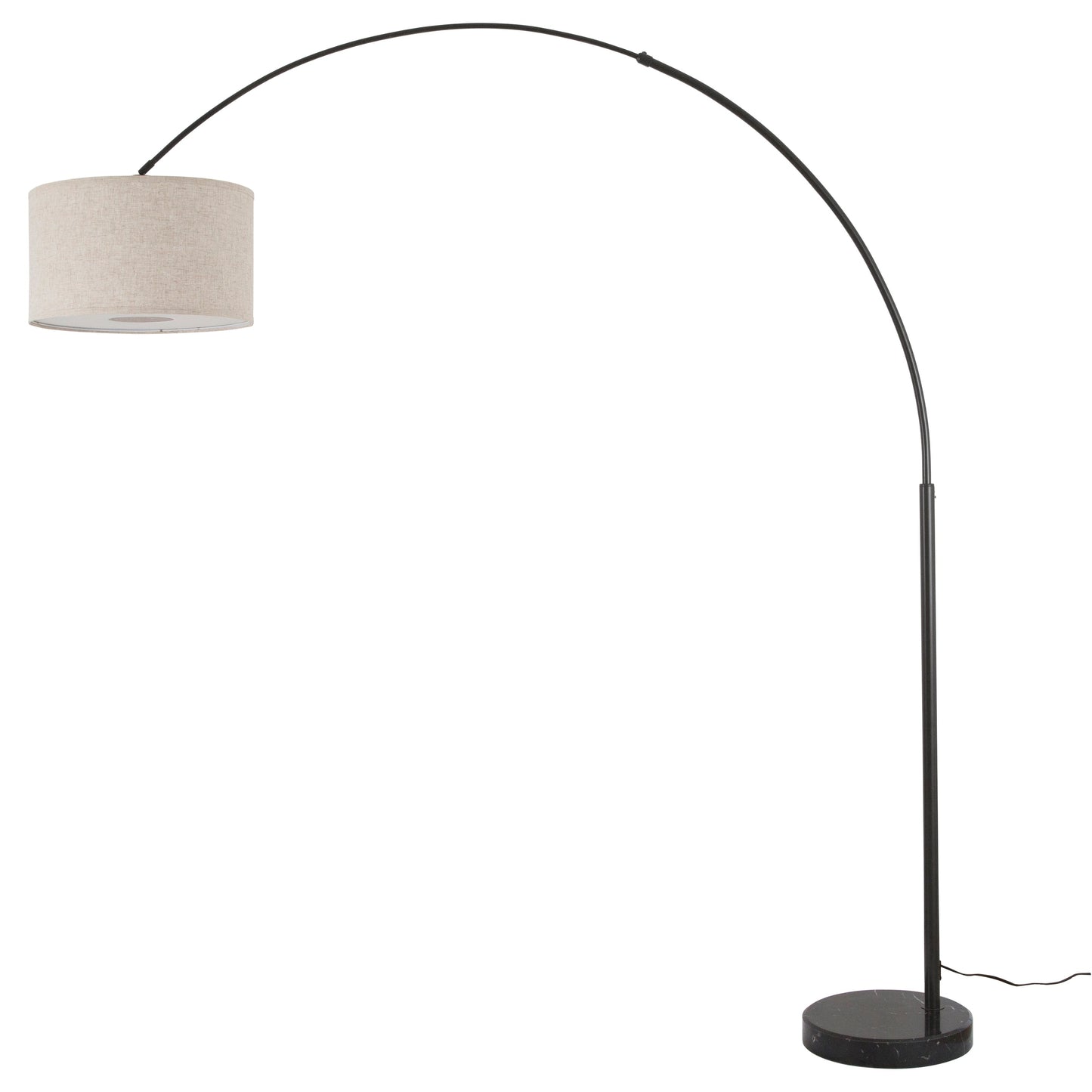 Q-Max 81 Steel Adjustable Arching Floor Lamp With Extra Large Shade and Marble Base