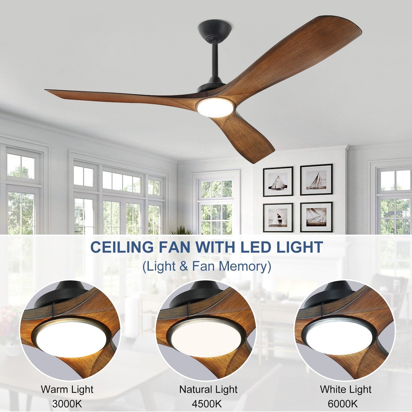Remote Ceiling Fan with Lights Flush Mount