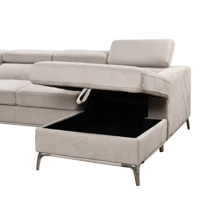 Roomfitters 122 Oversized Sectional Sofa Couch with Chaise Storage, Contemporary U-Shaped 7-Seater Sofa