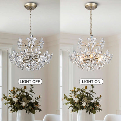 Rosa 6-Light Brushed Silver-ish Champagne Flower Crystal Chandelier