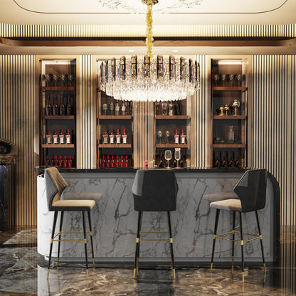 Round Layer Shining Crystal Ceiling Chandelier Lamp with 3 Color Lighting Pendant Light Fixture