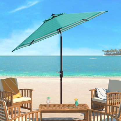 SAFAVIEH Hadire Inside Out Striped 9 Ft Crank Outdoor Umbrella