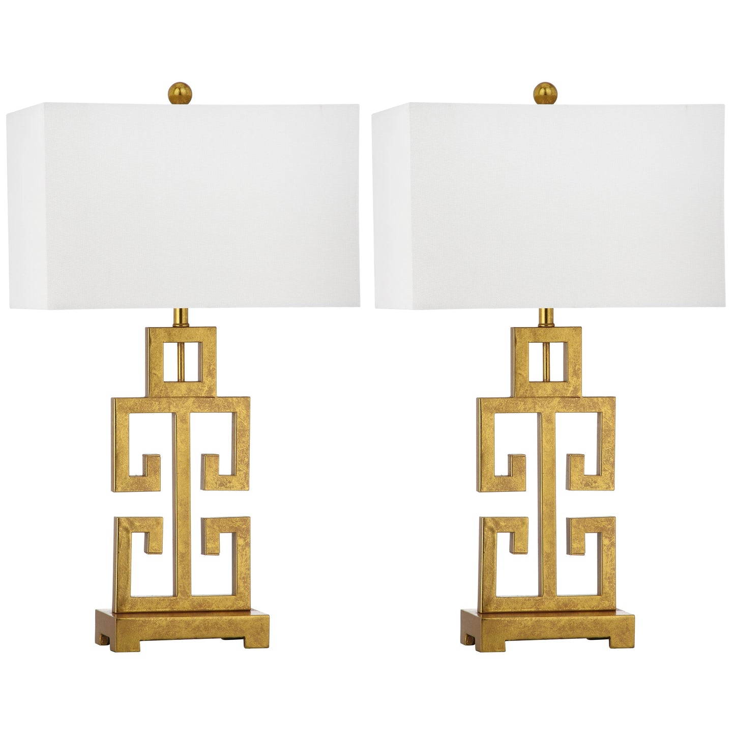 SAFAVIEH Lighting Chantelle Greek Antiqued Gold 29-inch Table Lamp (Set of 2) - 16W x 9D x 29H