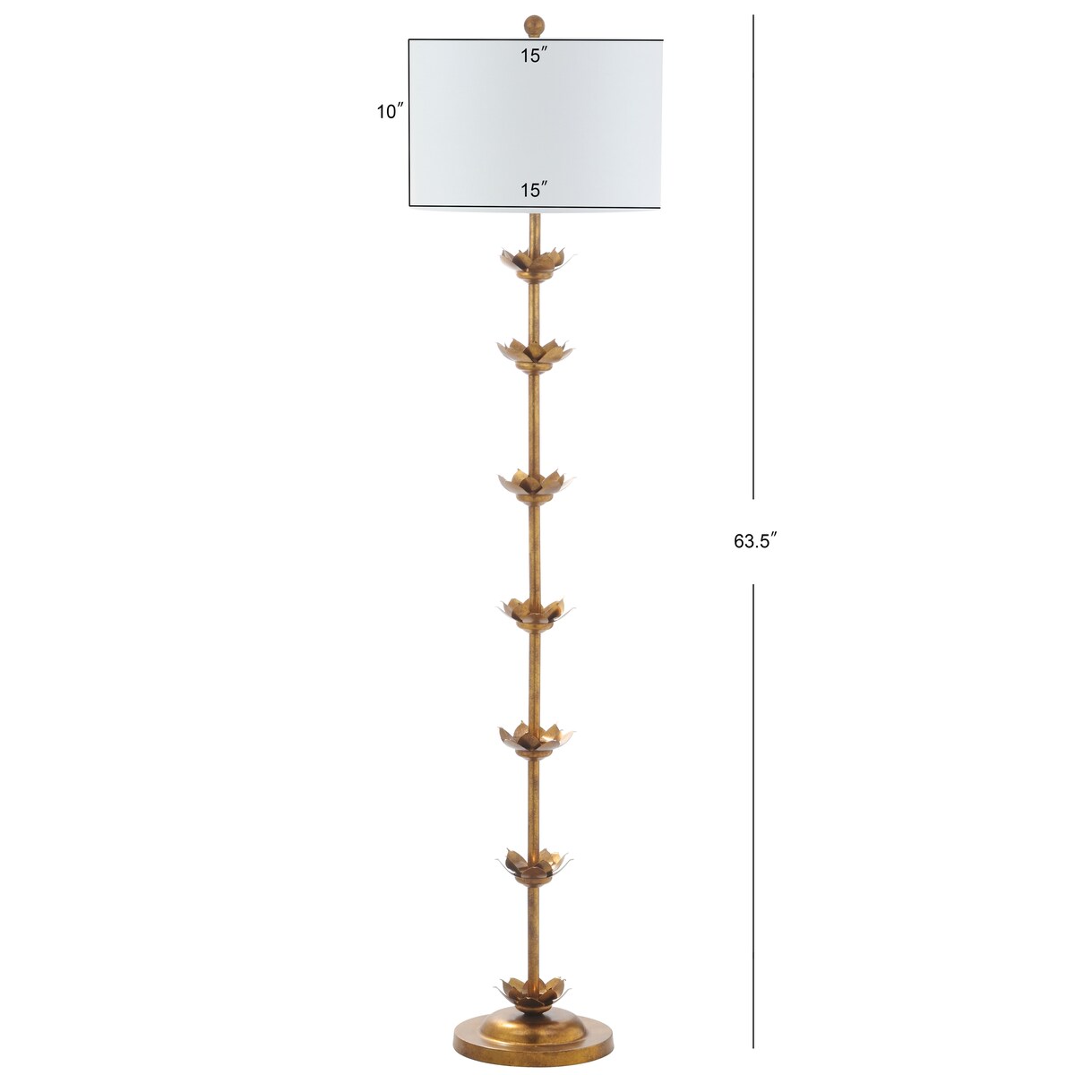 SAFAVIEH Lighting Doretha 64-inch Gold Leaf Led Floor Lamp - 15 x 15 x 63.5 - Antique Gold - 15Wx15Dx64H