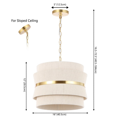 SAFAVIEH Oprea 3-Light Adjustable Hanging Pendant Light Fixture (LED Bulbs Included) - 16 x 16 x 16.5-72.5
