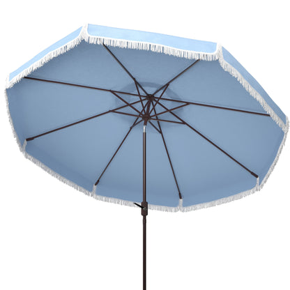 SAFAVIEH Ronette Fringe 9 Ft Crank Outdoor Umbrella