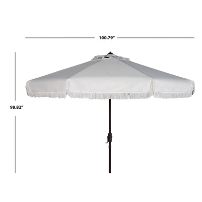 SAFAVIEH Ronette Fringe 9 Ft Crank Outdoor Umbrella