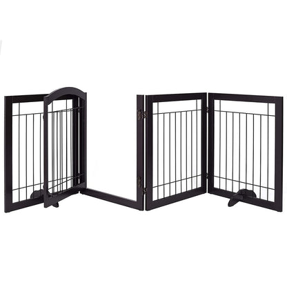 SPIRICH 96 inch Extra Wide 30 inches Tall Dog gate with Door Walk Through, Freestanding Wire Pet Gate,Pet Puppy Safety Fence