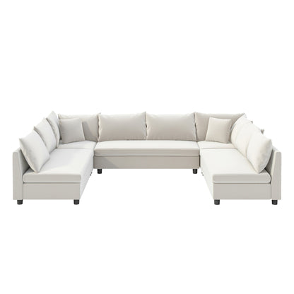 Sectional Sofa,Reversible U Shaped Chenille Couch Set,Free Combination,Oversized 8 Seat Convertible Sofa