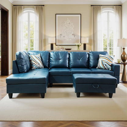 Semi PU Synthetic Leather 3-Piece Couch Living Room Sofa Set