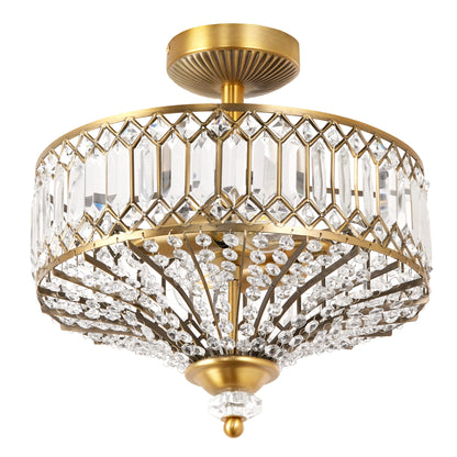 Silver Orchid Furey Bronze/Gold Tiered Glass Semi-flush Lighting Fixture - 14.75L x 14.75W x 15.25H