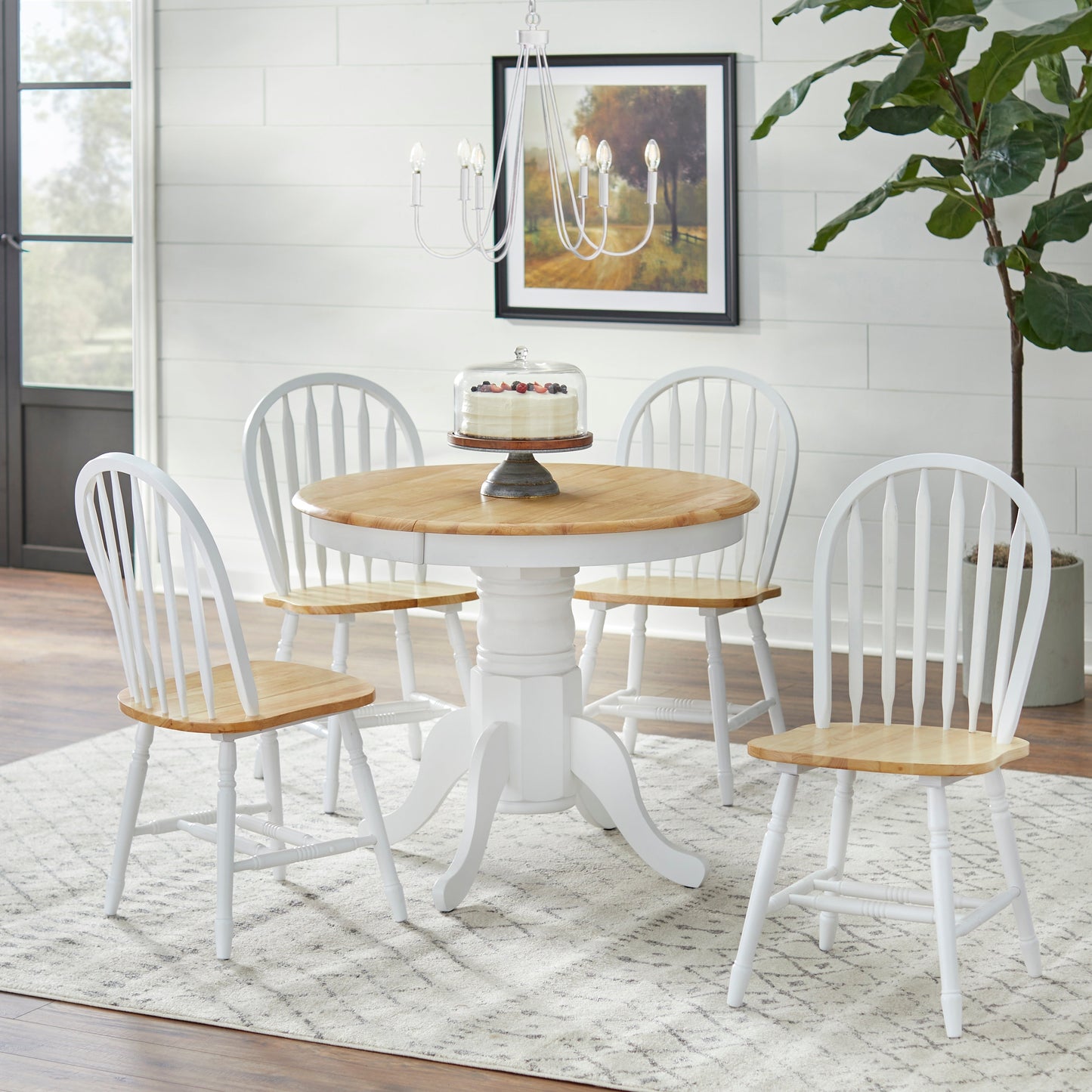 Simple Living Carolina 5-piece Farmhouse Solid Wood Dining Set with Leaf
