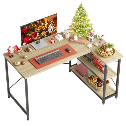 Small L Shaped Desk with Storage Shelves Corner Computer Desk