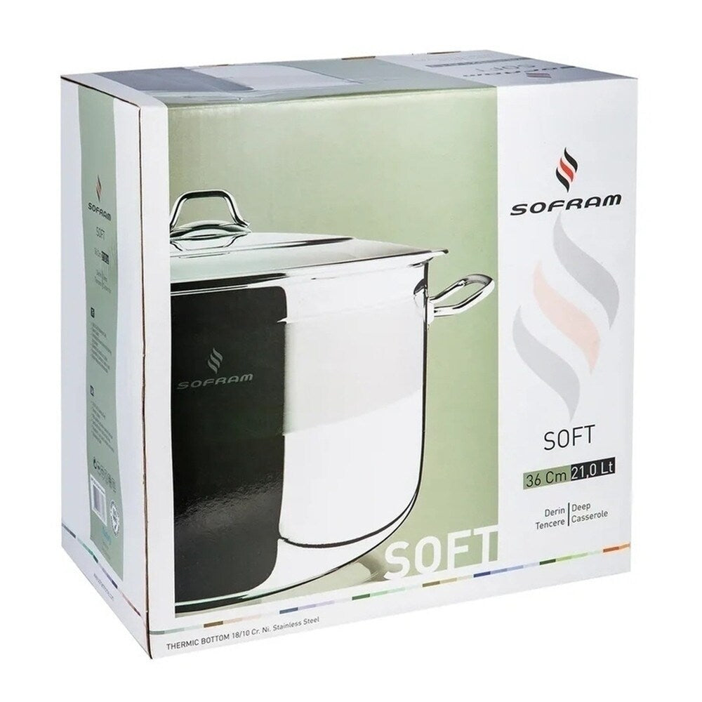 Sofram 18/10 Stainless Steel JUMBO Deep Kettle Stock Pot w/ Lid
