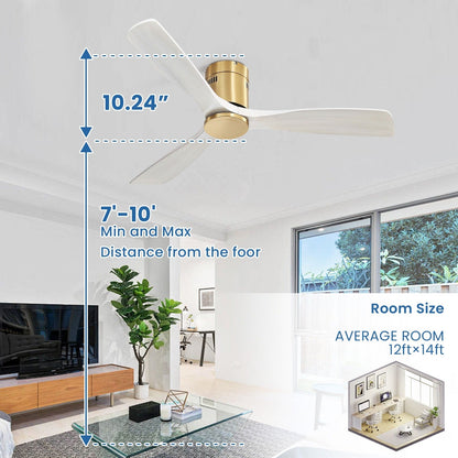 Sofucor 52 Inch Flush Mount Ceiling Fan with Remote, Reversible Motor,Integrated Light Optional