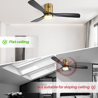 Sofucor 52 Inch Flush Mount Ceiling Fan with Remote, Reversible Motor,Integrated Light Optional