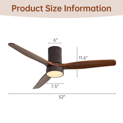 Sofucor 52 Inch Flush Mount Ceiling Fan with Remote, Reversible Motor,Integrated Light Optional