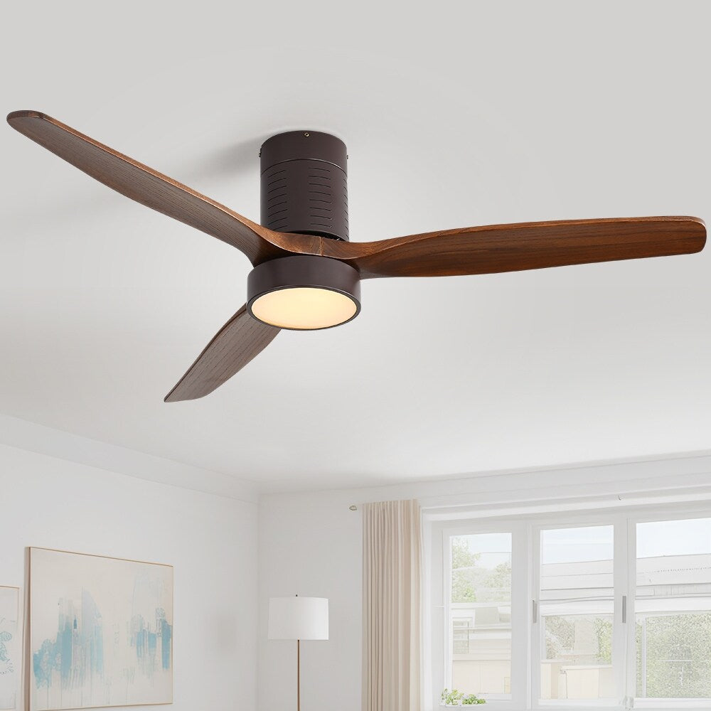 Sofucor 52 Inch Flush Mount Ceiling Fan with Remote, Reversible Motor,Integrated Light Optional