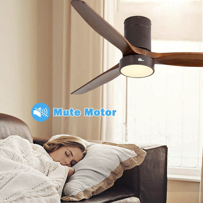 Sofucor 52 Inch Flush Mount Ceiling Fan with Remote, Reversible Motor,Integrated Light Optional