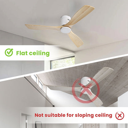 Sofucor 52 Inch Flush Mount Ceiling Fan with Remote, Reversible Motor,Integrated Light Optional