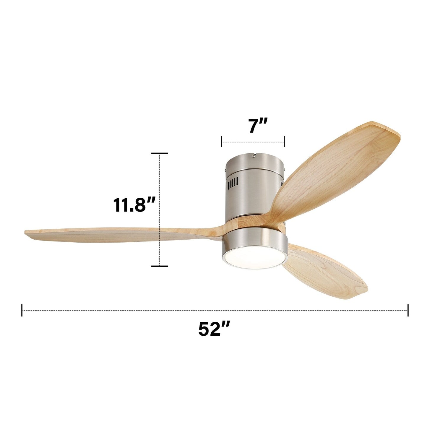 Sofucor 52 Inch Flush Mount Ceiling Fan with Remote, Reversible Motor,Integrated Light Optional