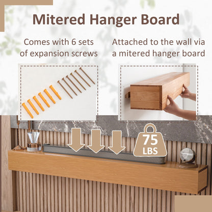 Solid Pine Wall Mounted Fireplace Mantel Floating Shelf